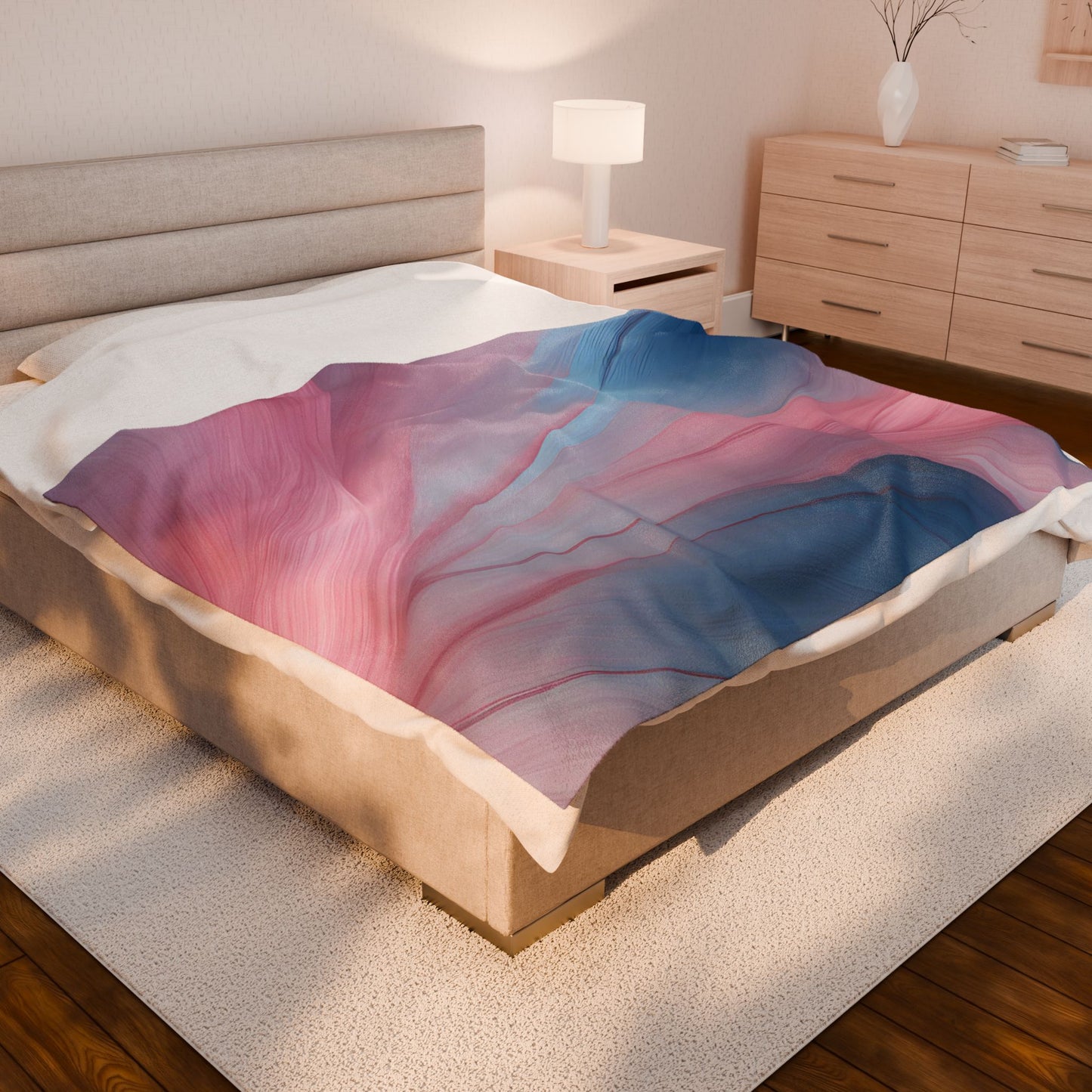 Rose Blue Velveteen Plush Blanket
