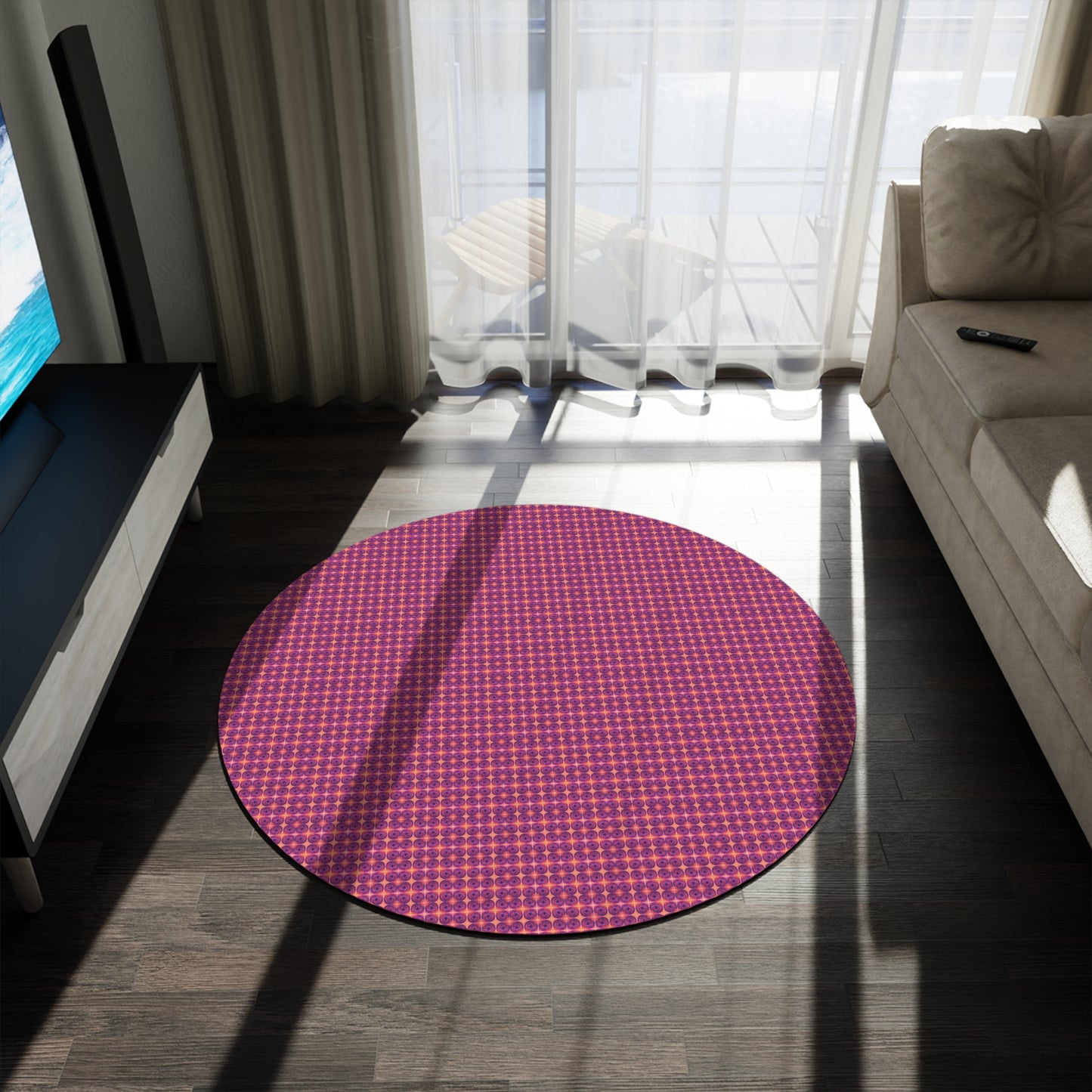 Net Circles by Uta Feinstein Round Rug