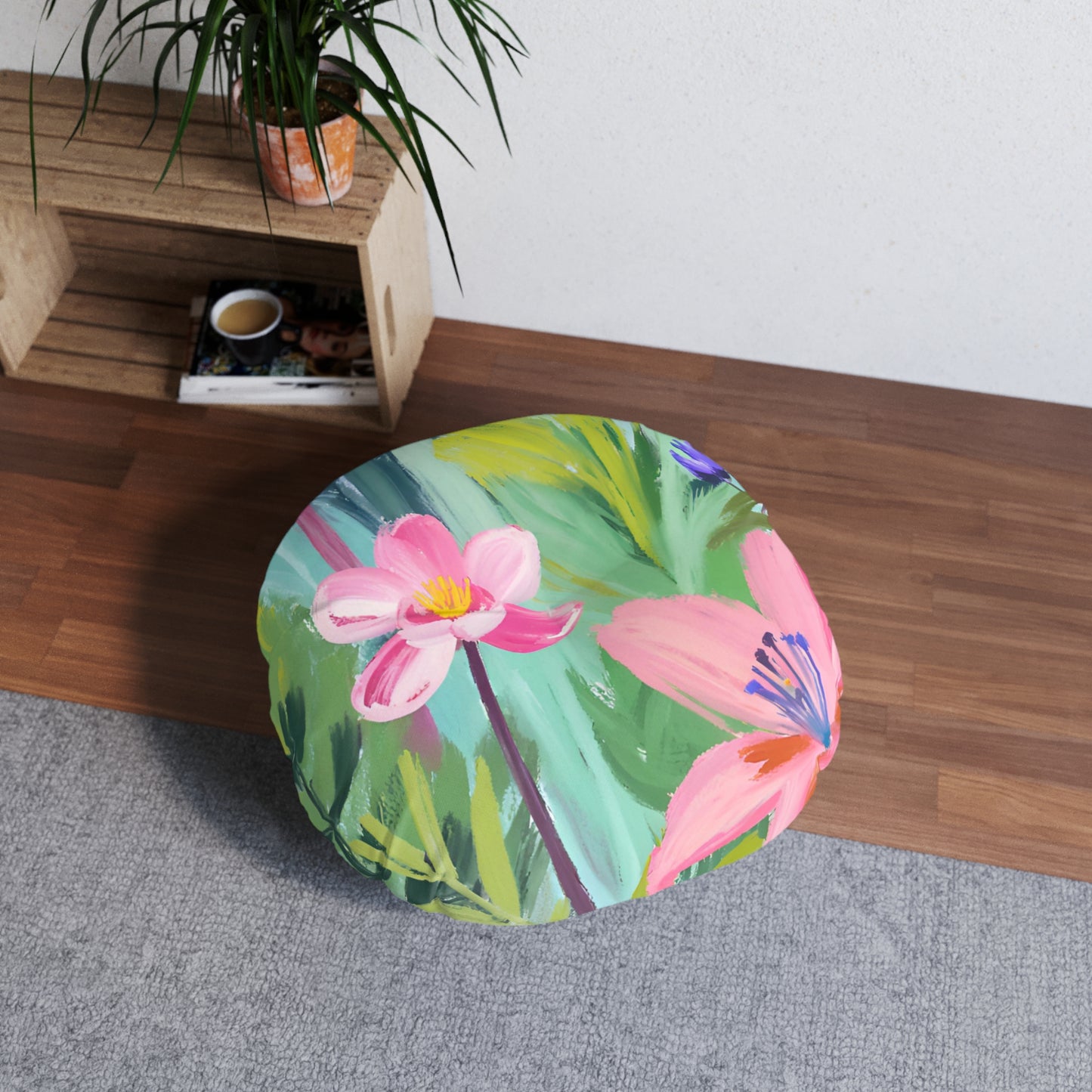 Flowers Tufted Floor Pillow