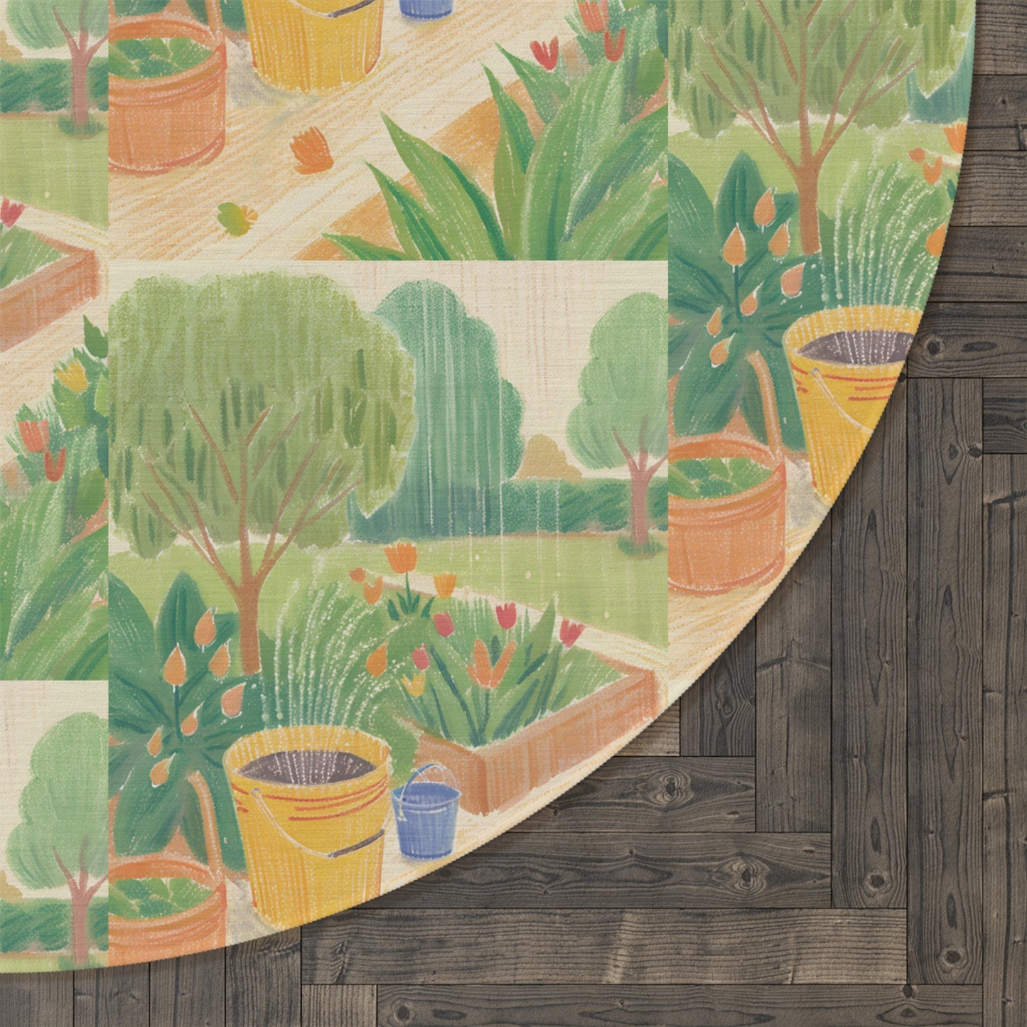 Rain Garden Round Rug
