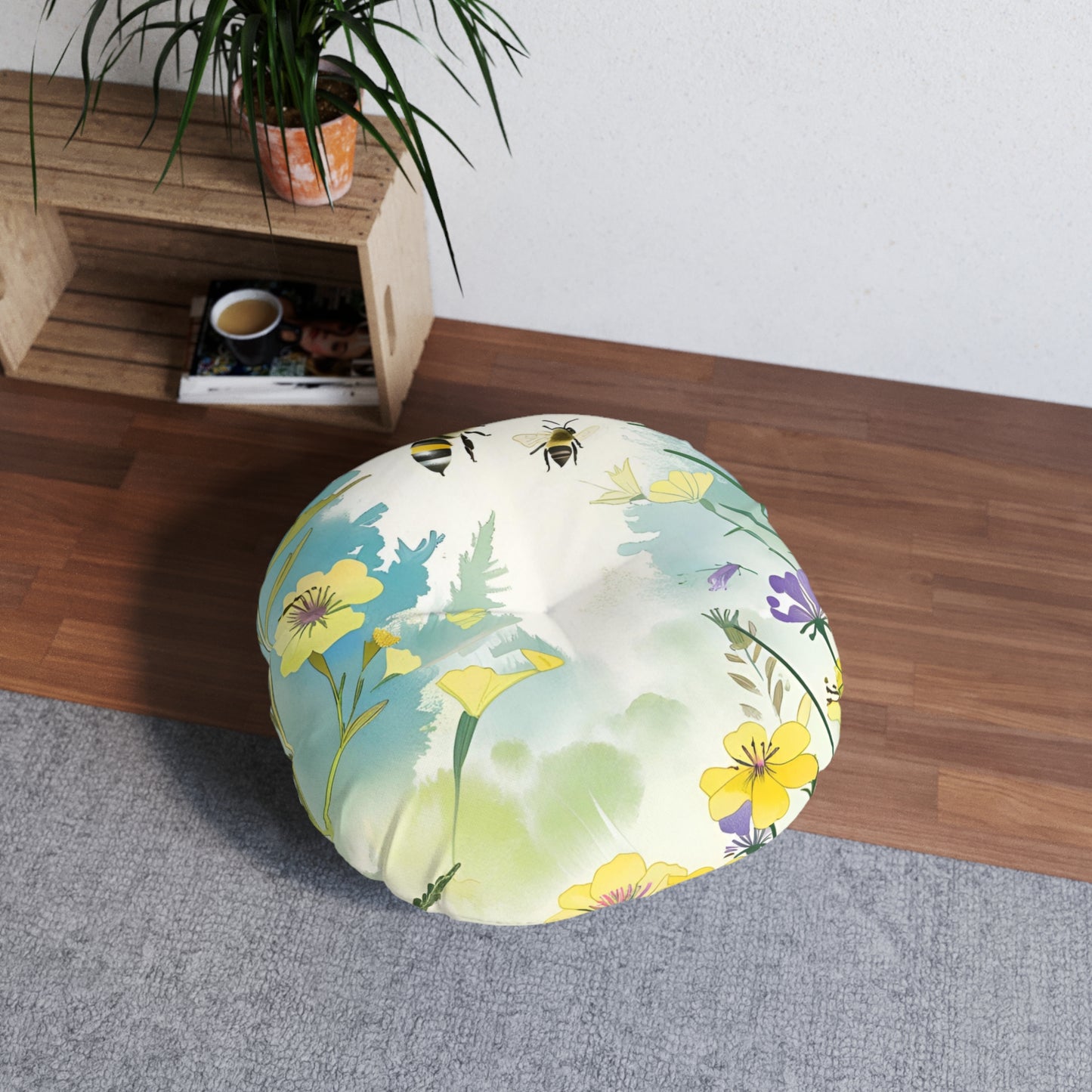 Bee Garden Tufted Floor Pillow