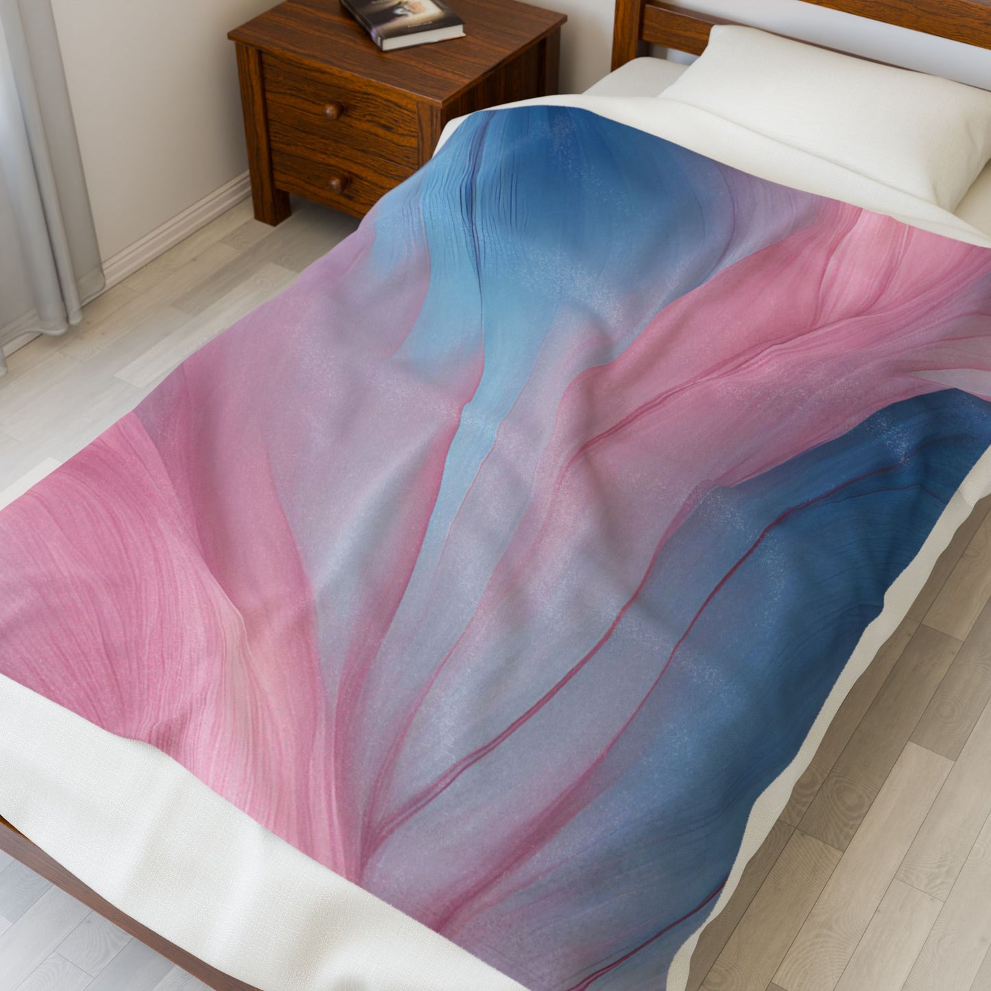 Rose Blue Velveteen Plush Blanket