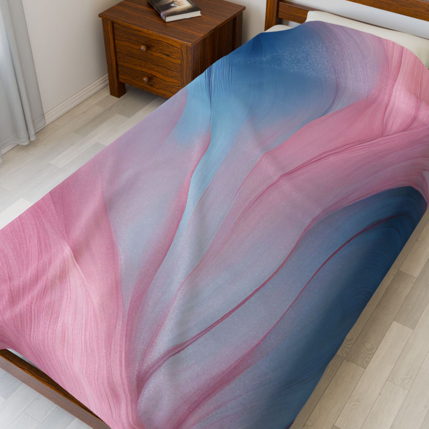 Rose Blue Velveteen Plush Blanket