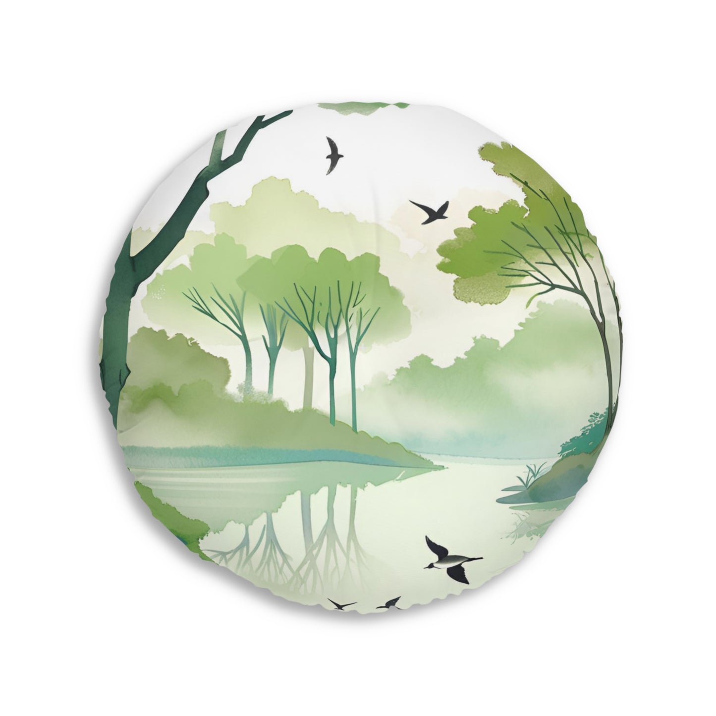Tree Lake Tufted Floor Pillow