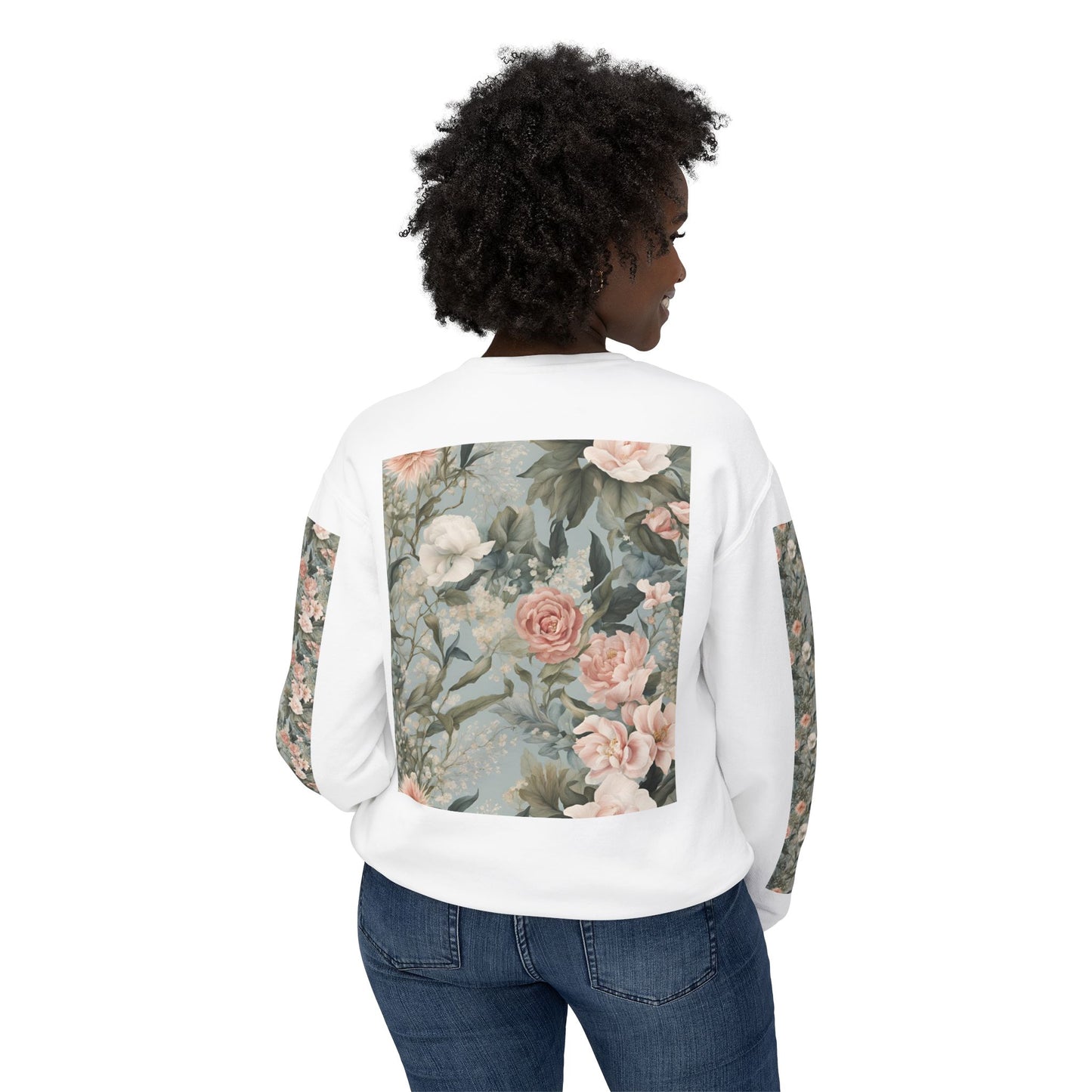 Floral Cotton Lightweight Crewneck Sweatshirt