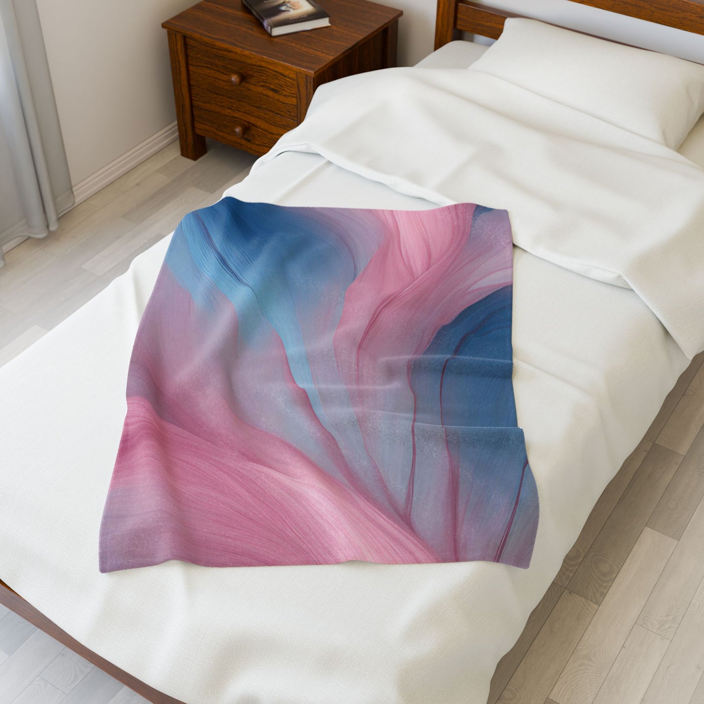 Rose Blue Velveteen Plush Blanket