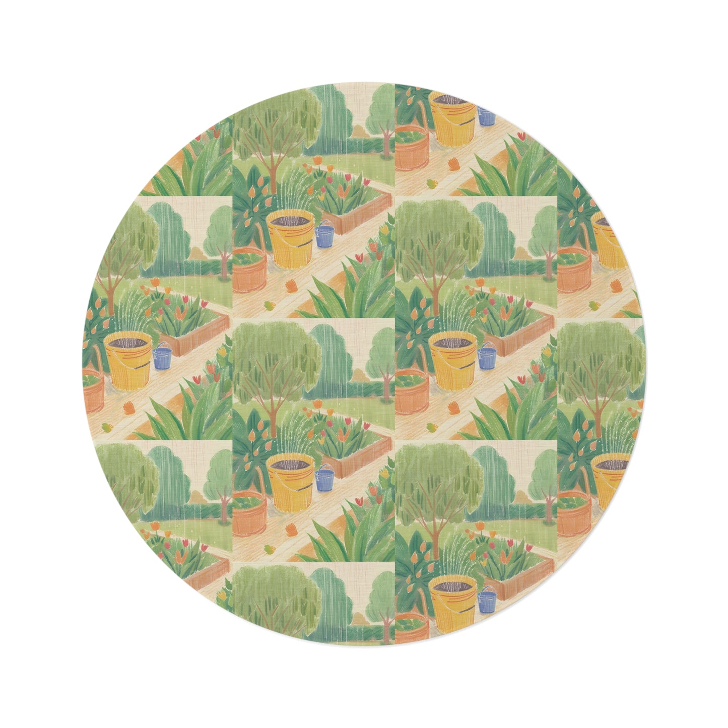 Rain Garden Round Rug