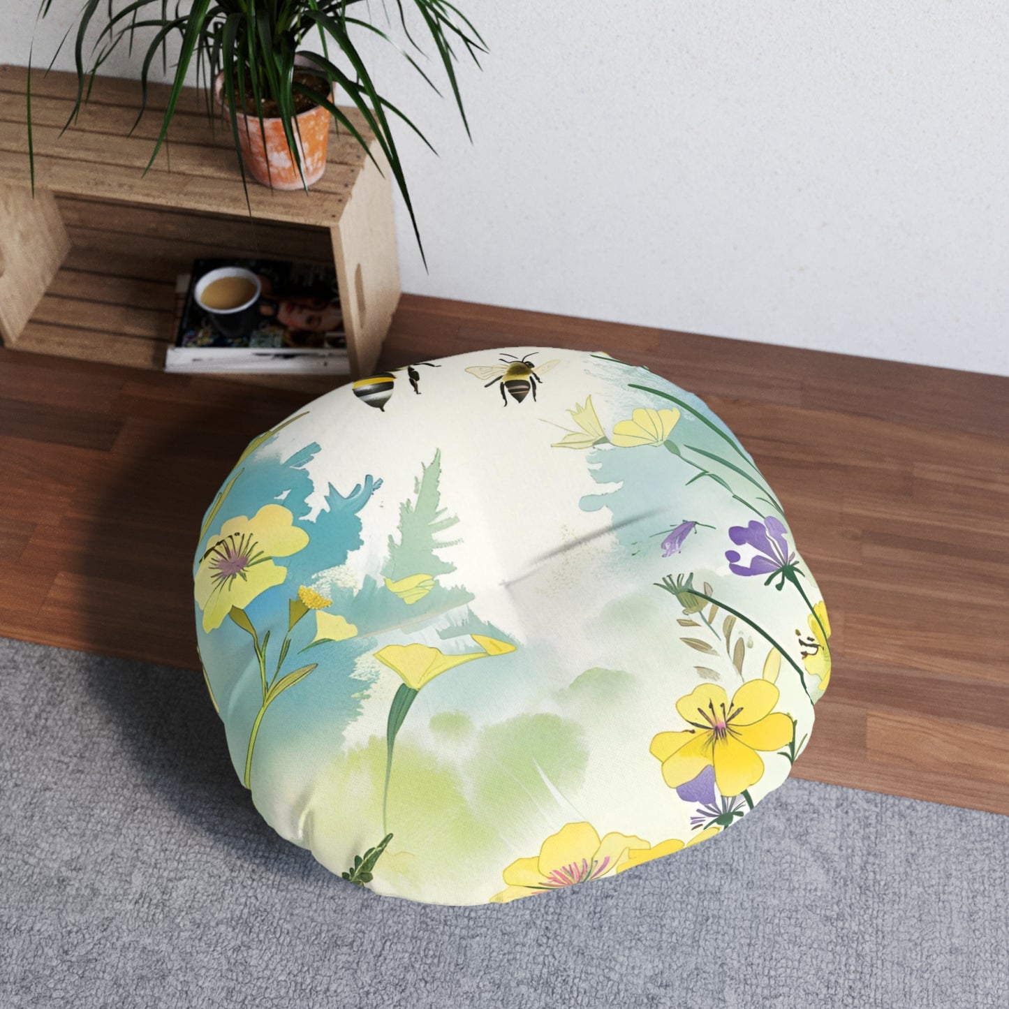 Bee Garden Tufted Floor Pillow