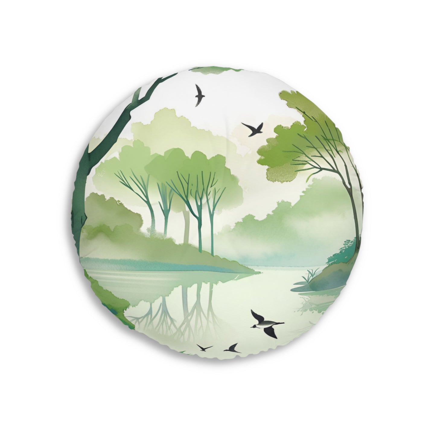 Tree Lake Tufted Floor Pillow