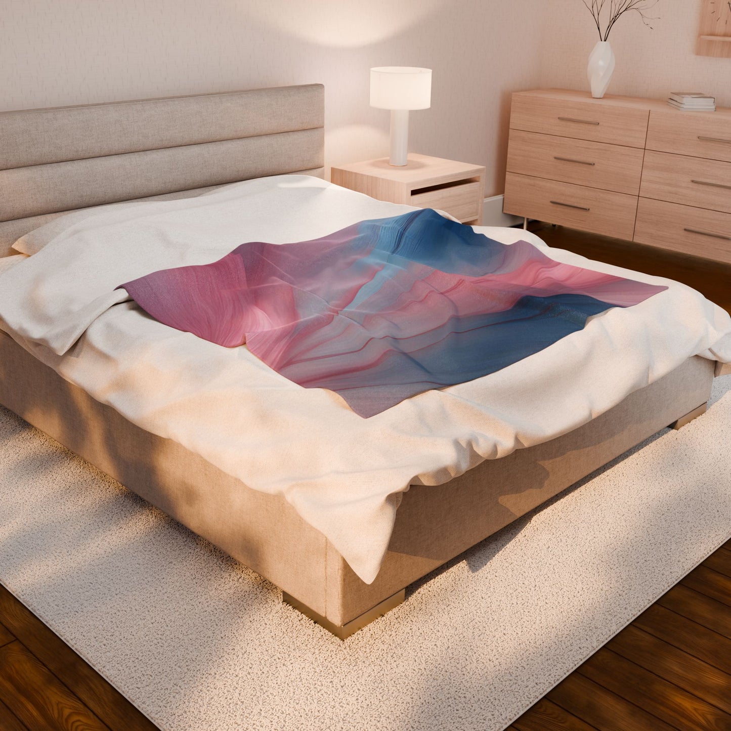 Rose Blue Velveteen Plush Blanket