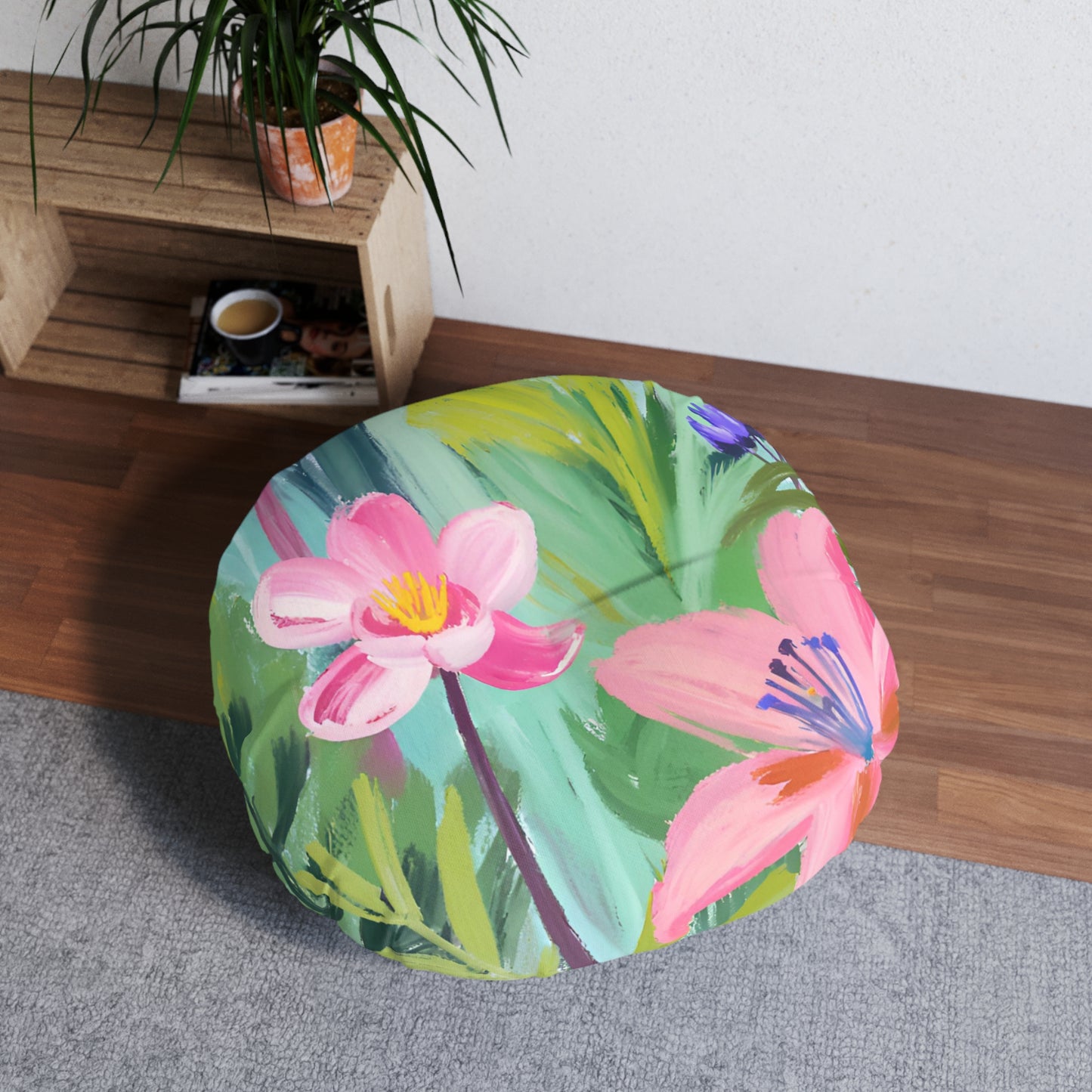 Flowers Tufted Floor Pillow