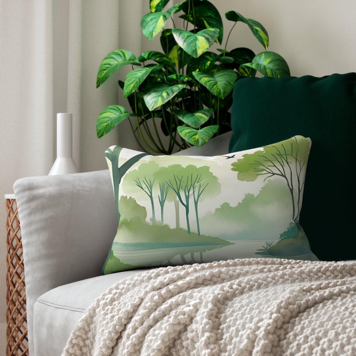 Tree Lake Lumbar Pillow