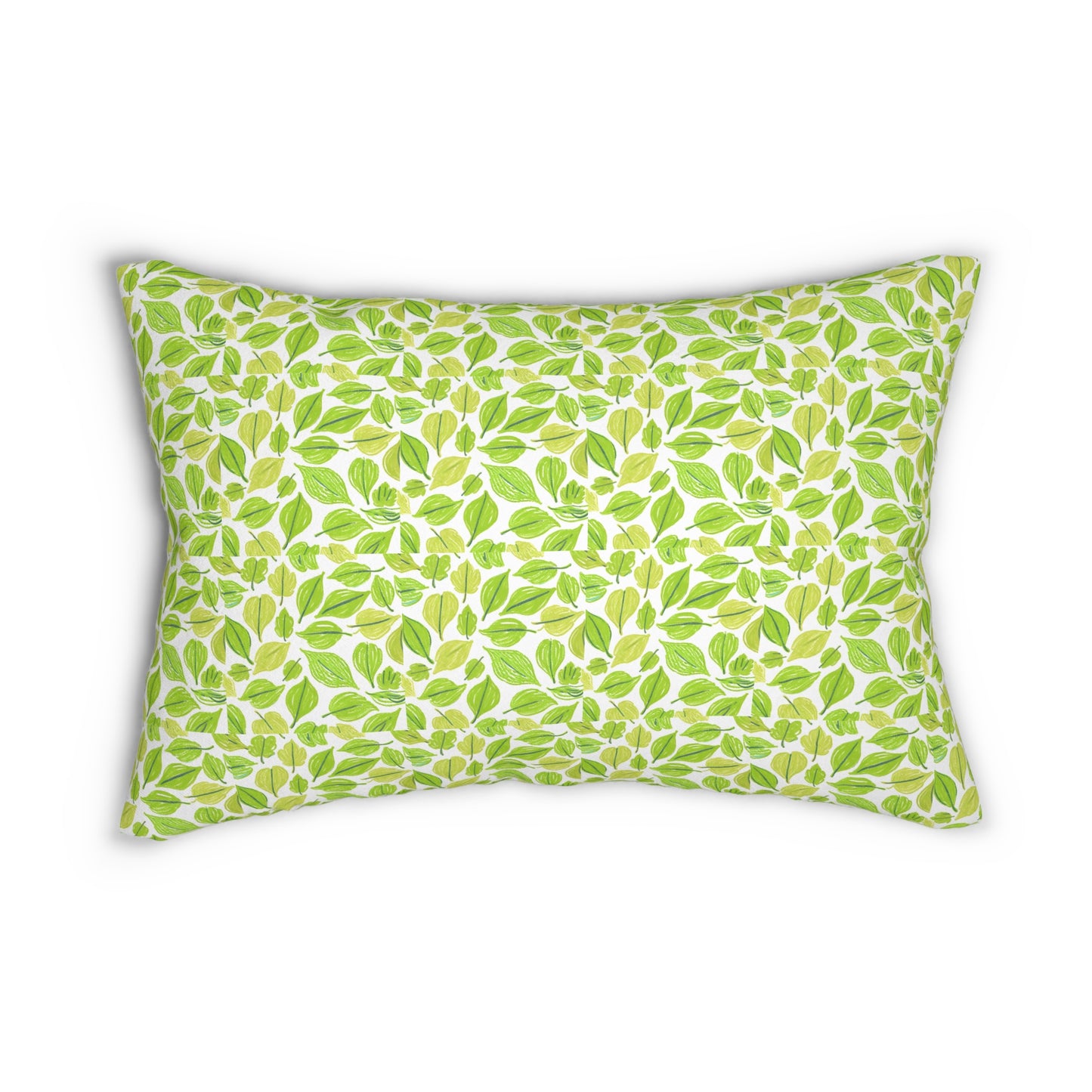 Vibrant Green Leaf Lumbar Pillow - Nature-Inspired Home Decor