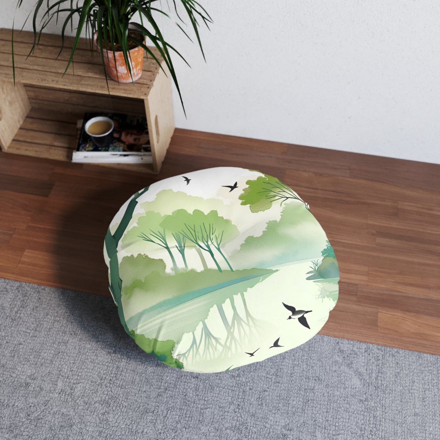 Tree Lake Tufted Floor Pillow