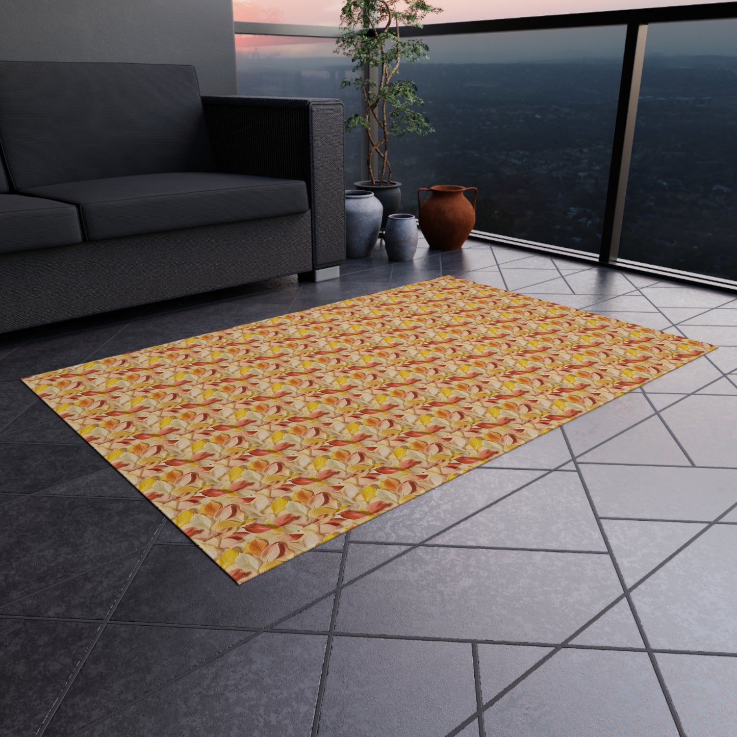 Textured Petals Outdoor Rug