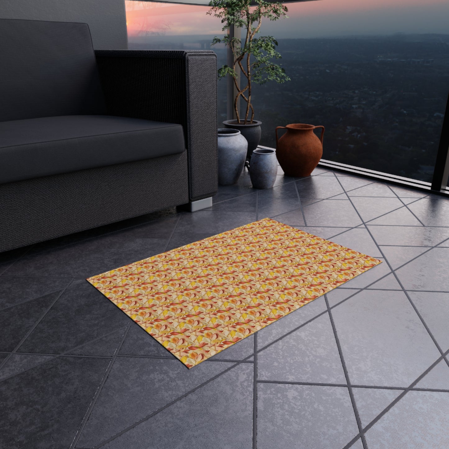 Textured Petals Outdoor Rug