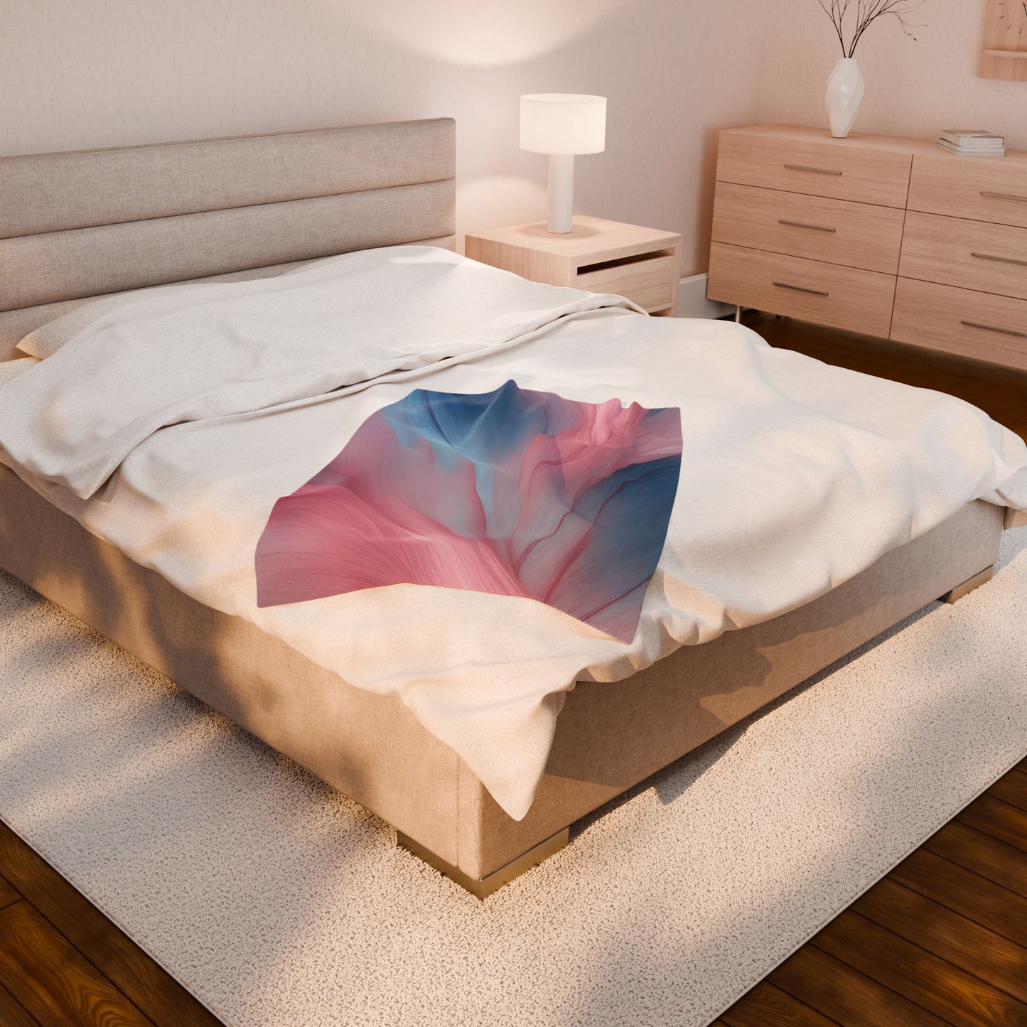 Rose Blue Velveteen Plush Blanket