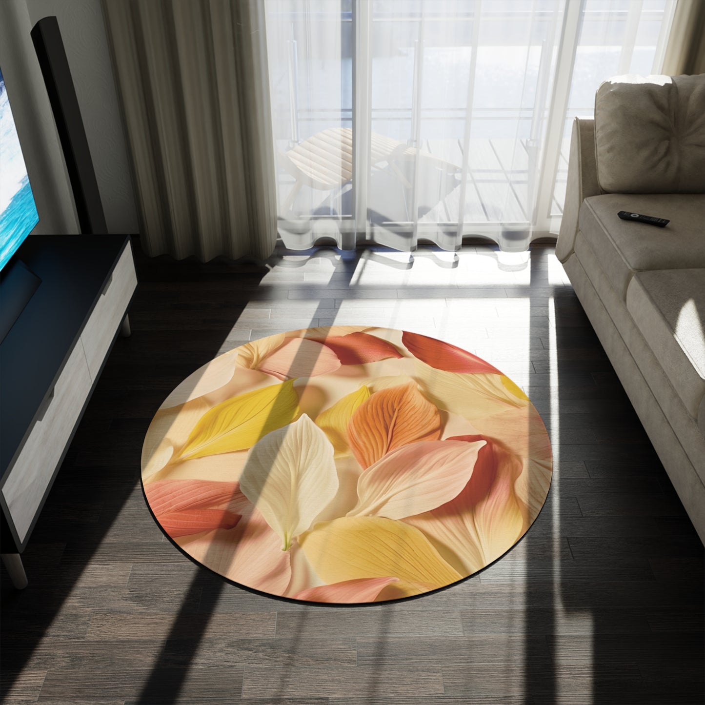 Textured Petals Round Rug