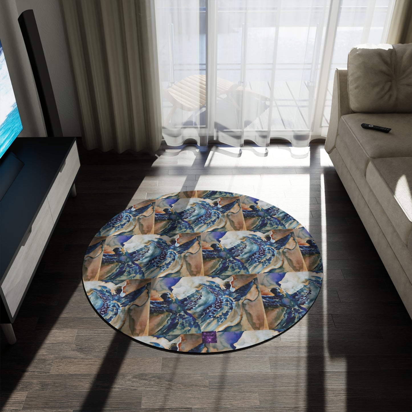 Liminal Light 1 by Helena Barbagelata Round Rug