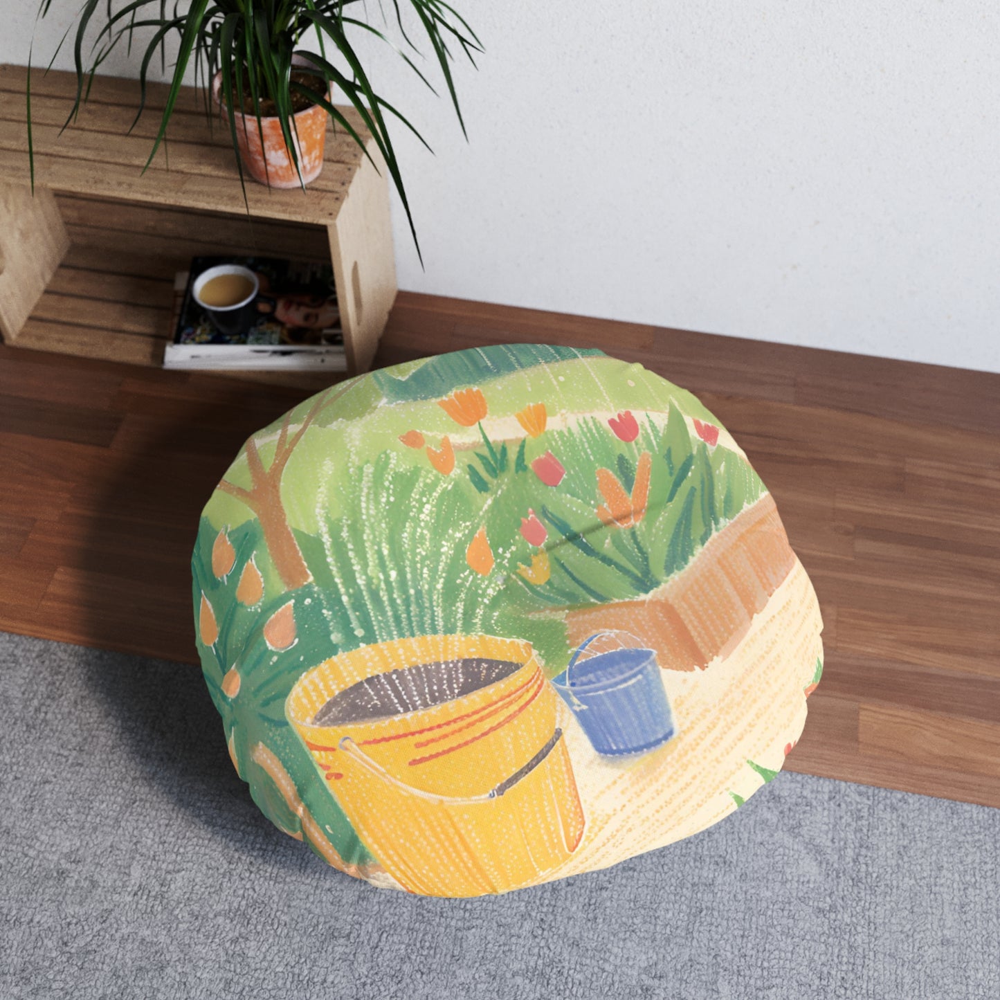 Rain Garden Tufted Floor Pillow