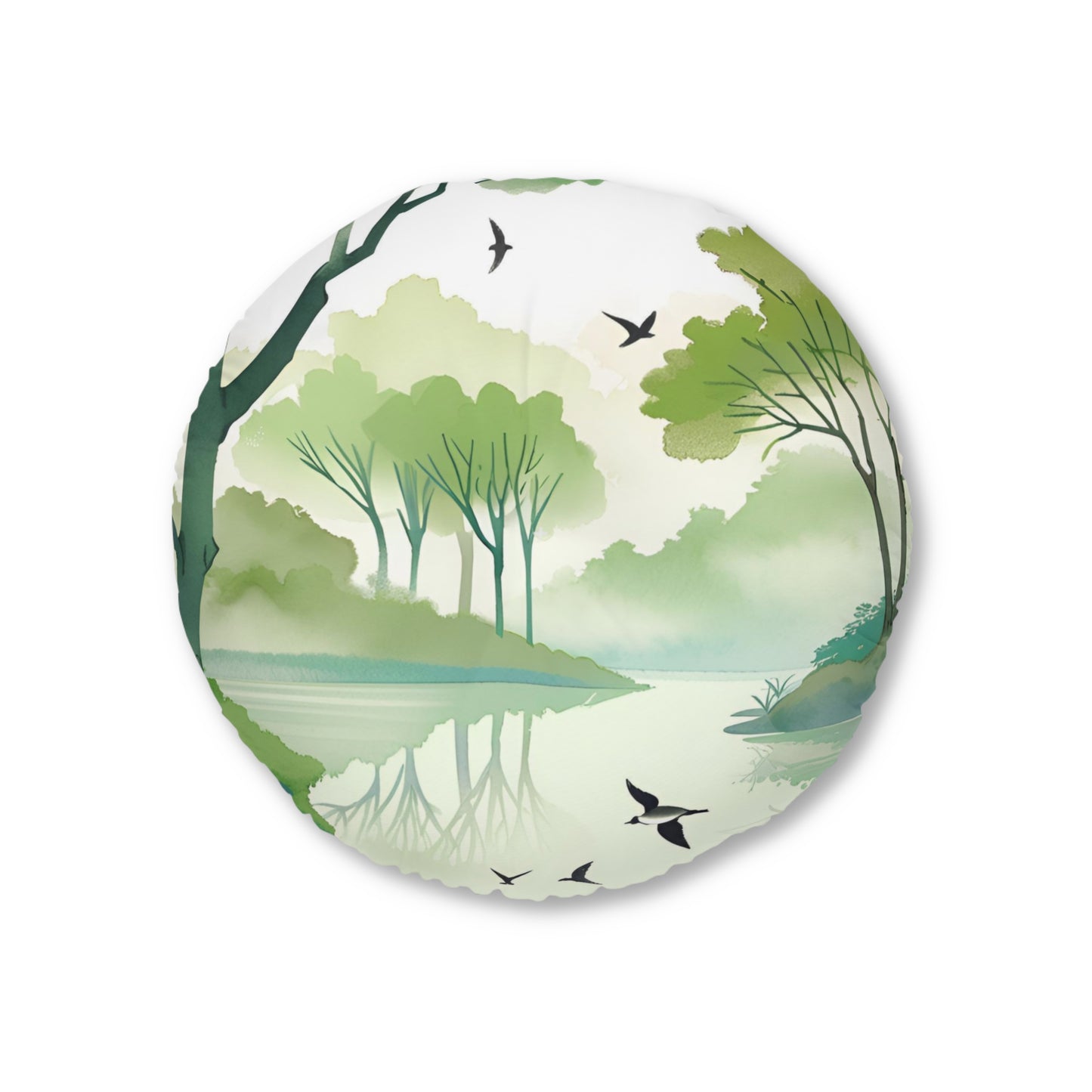 Tree Lake Tufted Floor Pillow
