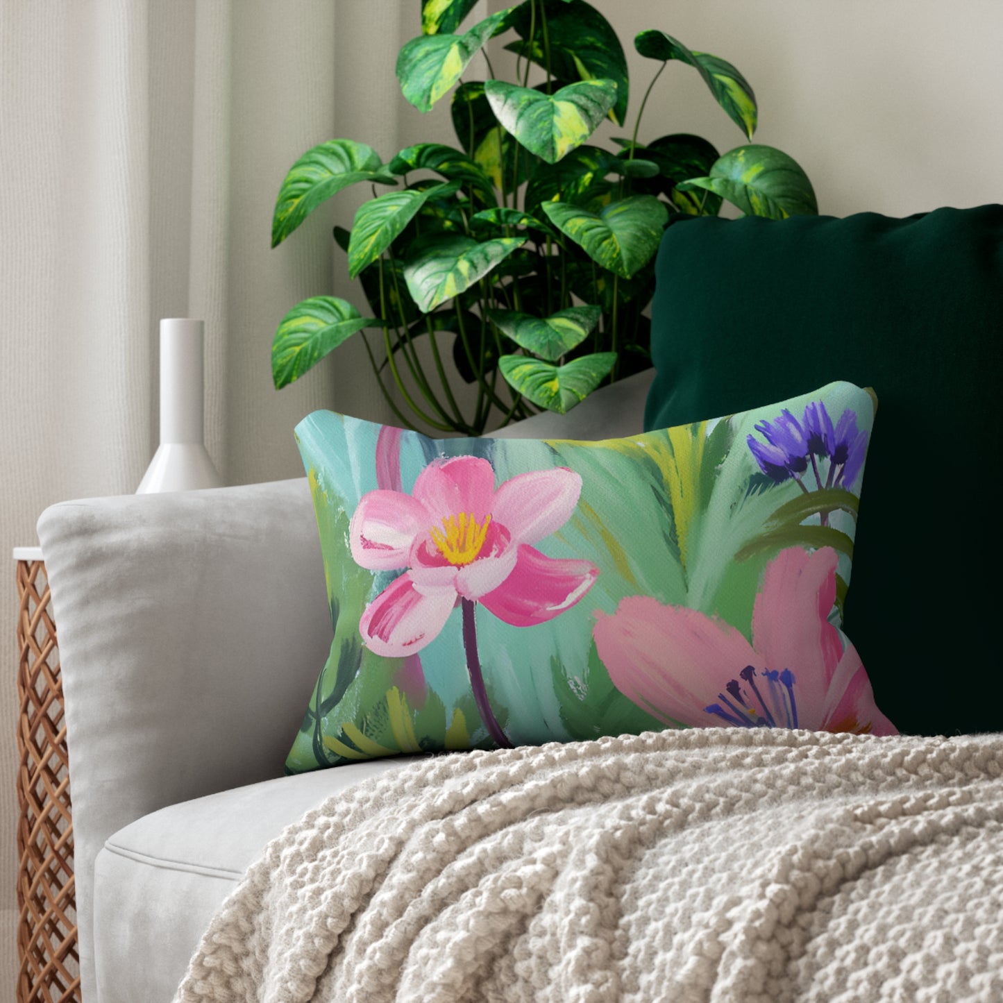Flowers Lumbar Pillow