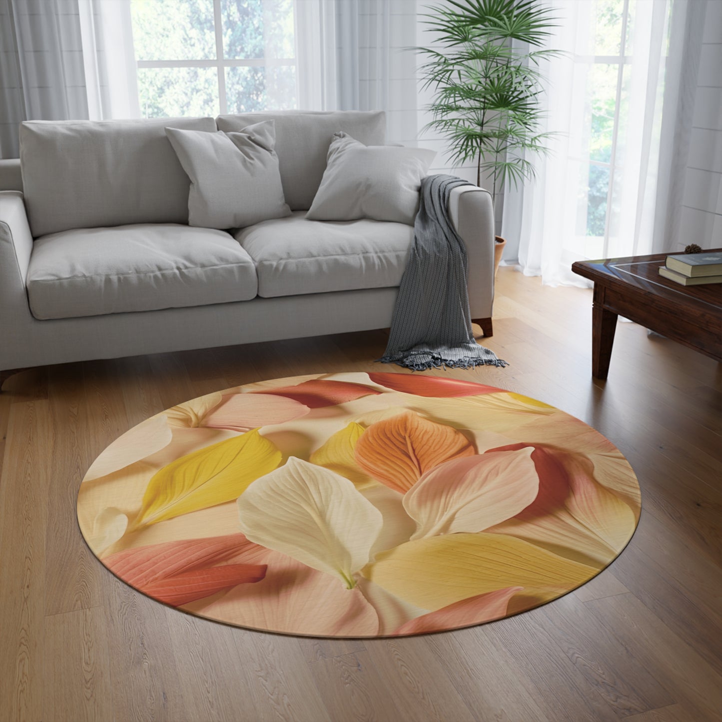 Textured Petals Round Rug