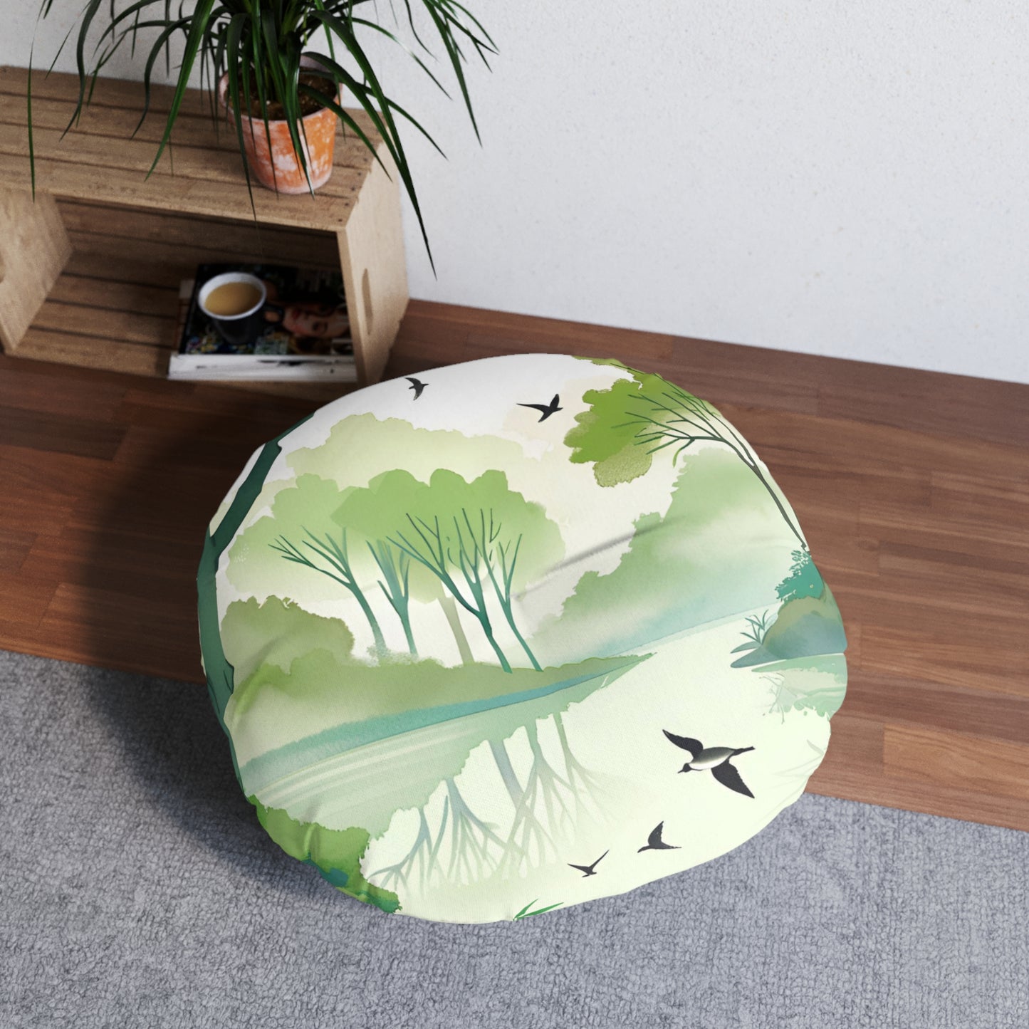 Tree Lake Tufted Floor Pillow