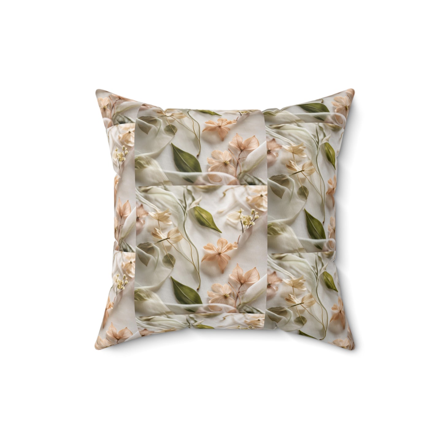 Botanical Elegance Faux Suede Square Pillow