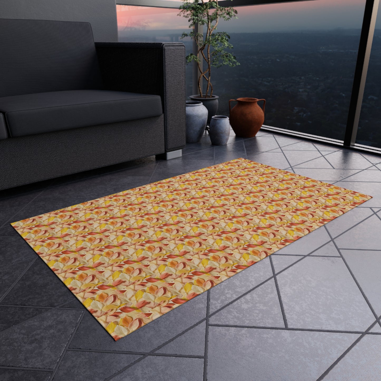Textured Petals Outdoor Rug