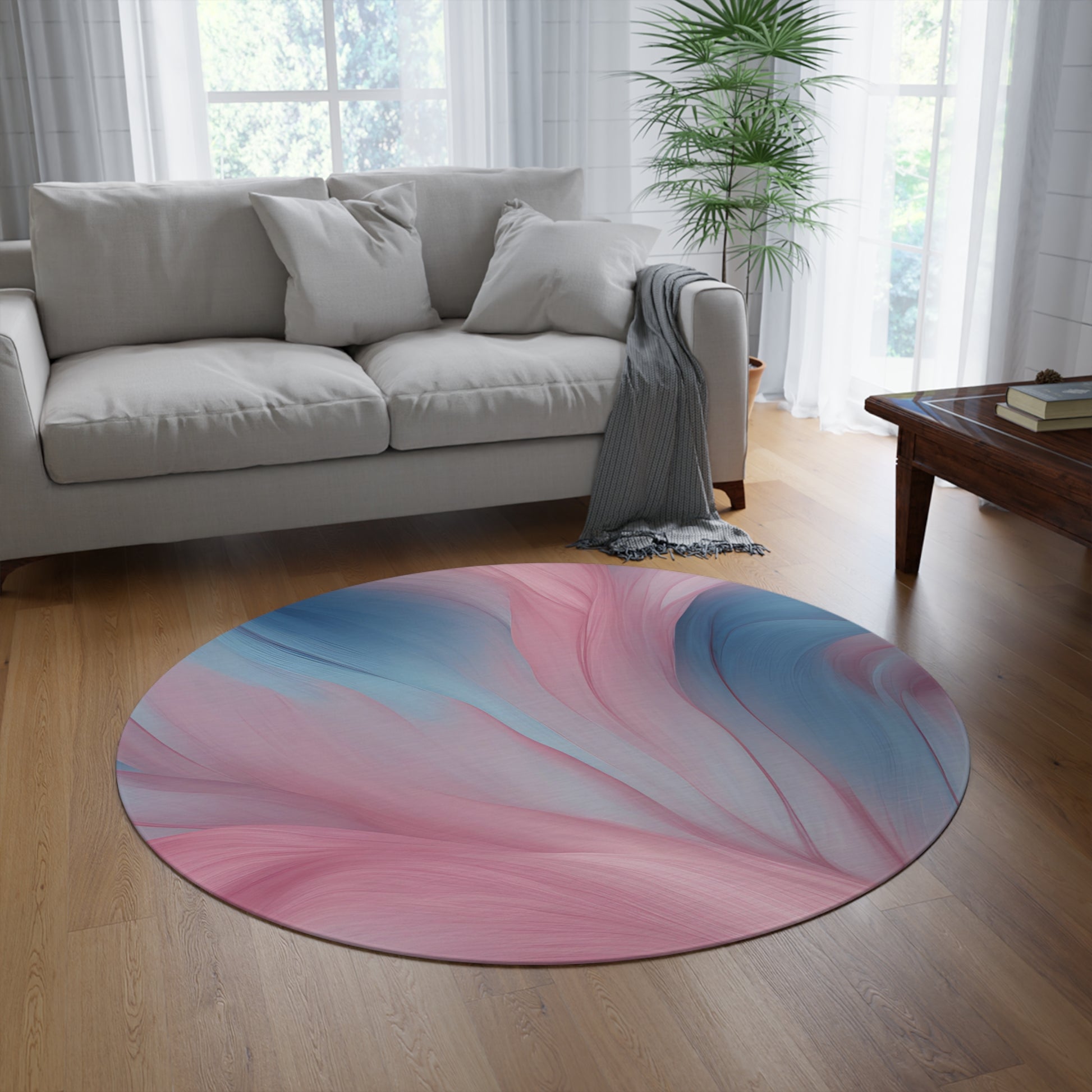Rose Blue Round Rug
