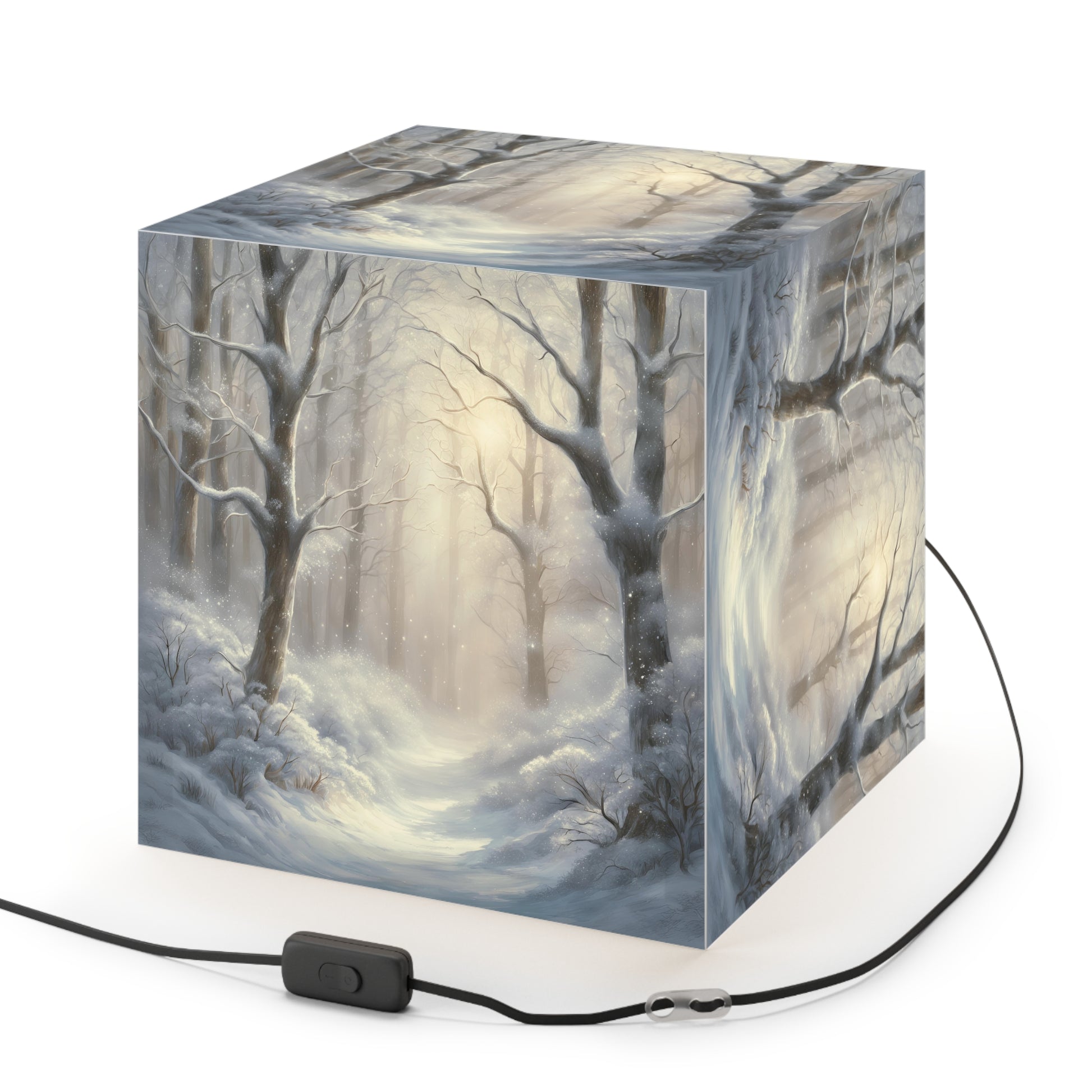 Winter Woodland Light Cube Lamp