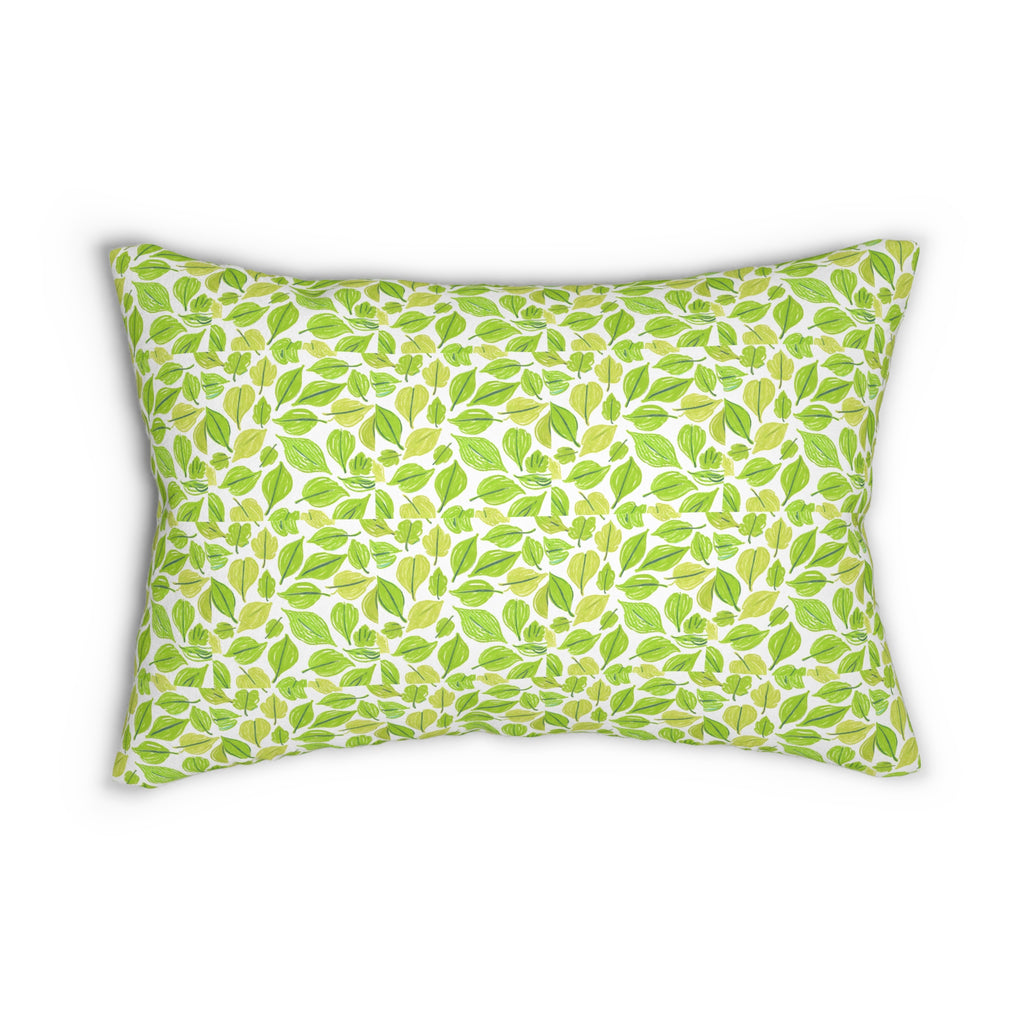 Vibrant Green Leaf Lumbar Pillow - Nature-Inspired Home Decor