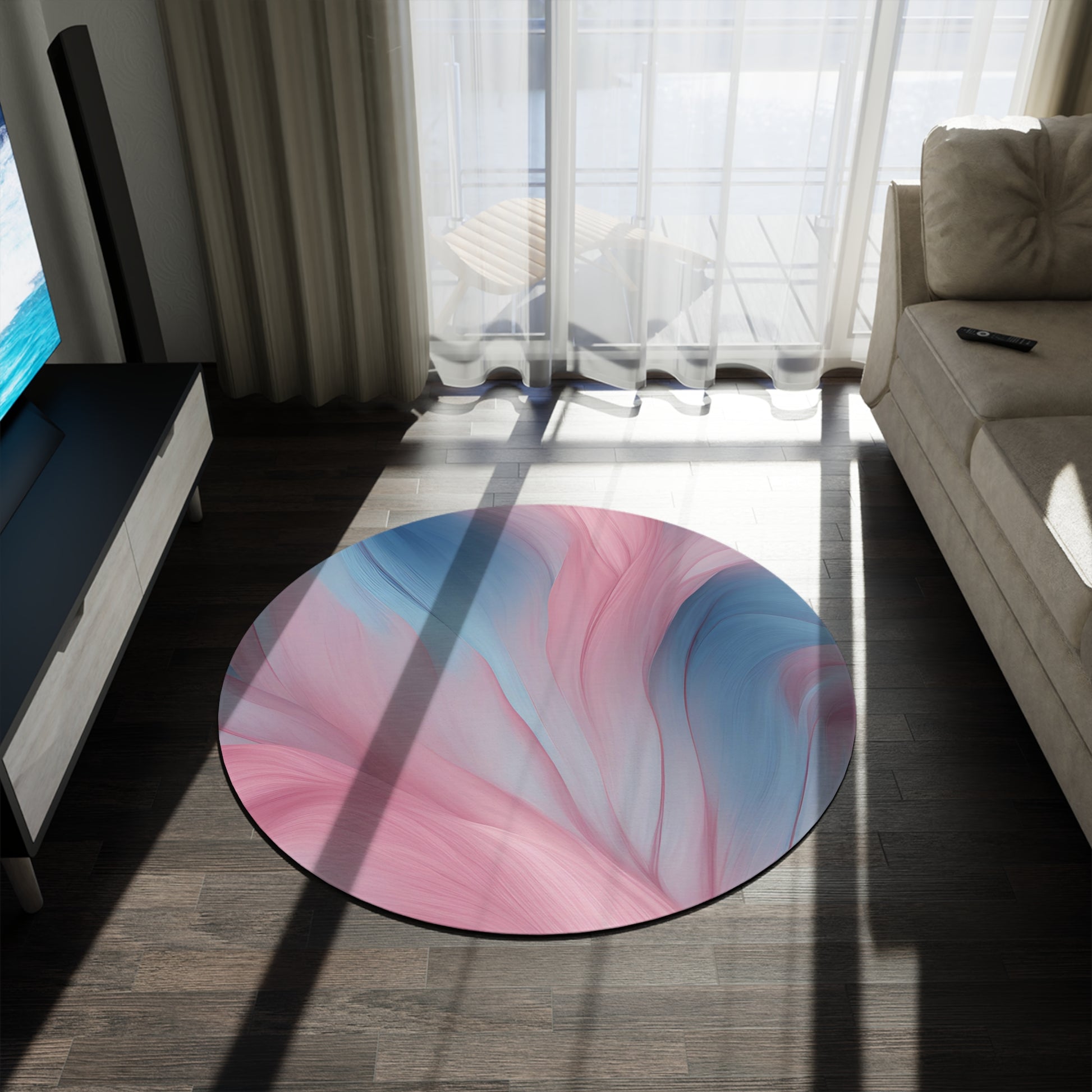Rose Blue Round Rug