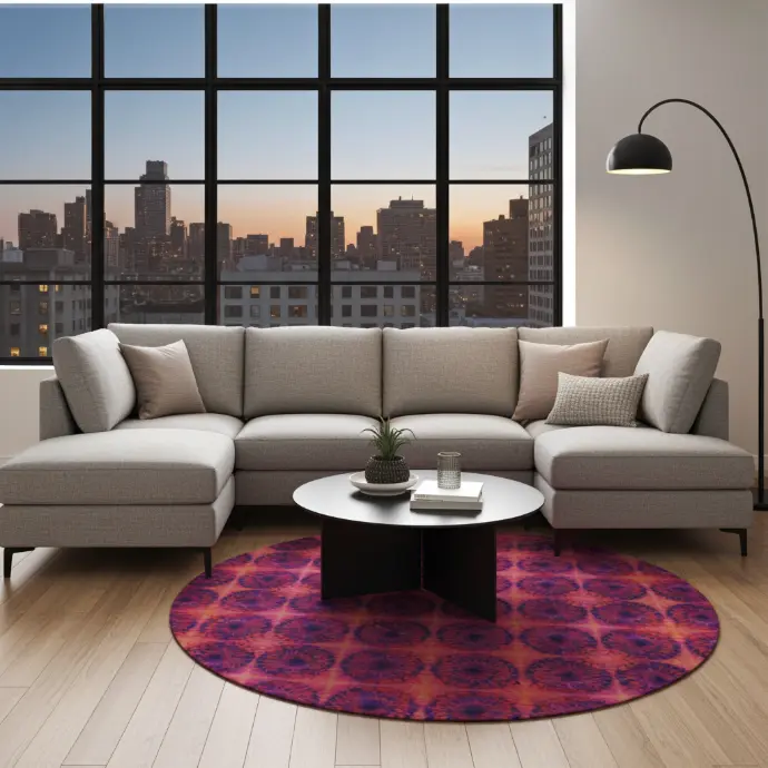 [safety-net-circles-by-uta-feinstein] Net Circles Round Rug