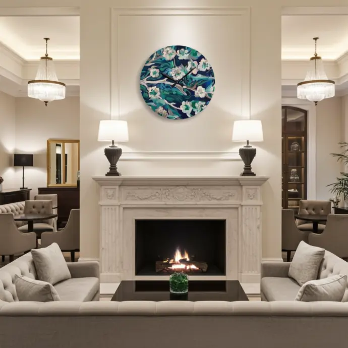 Flowers at Water Wall Clock