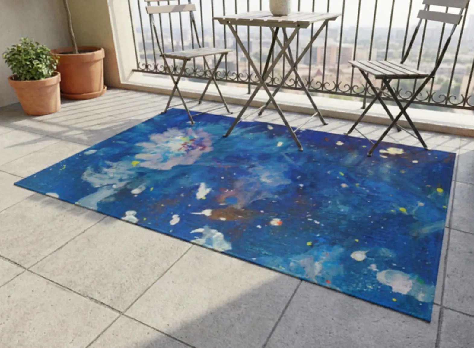 Blue Painting Outdoor Rug