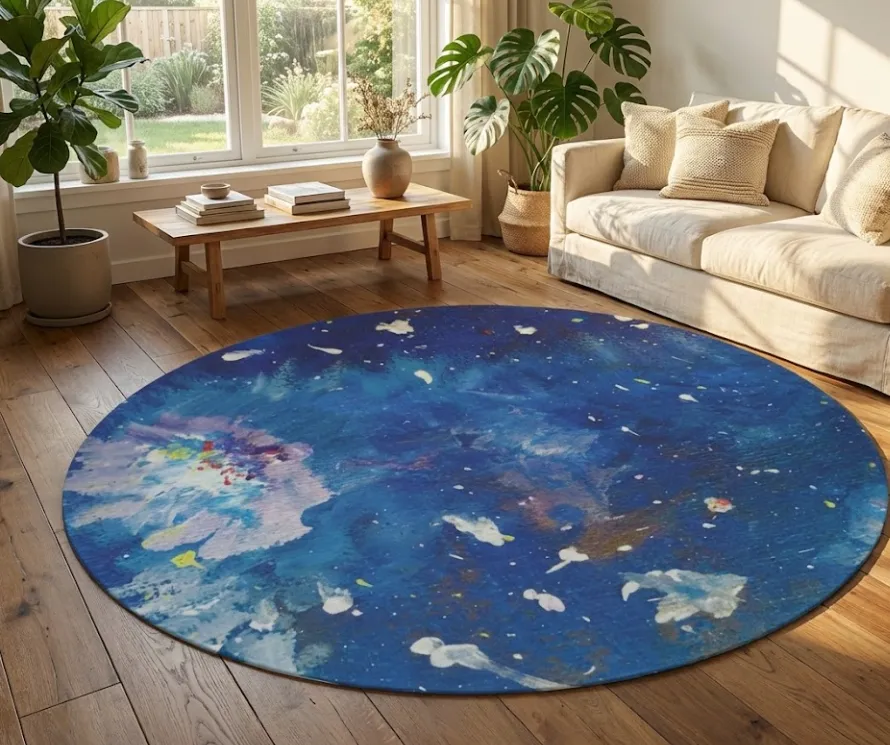 Blue Painting Round Rug