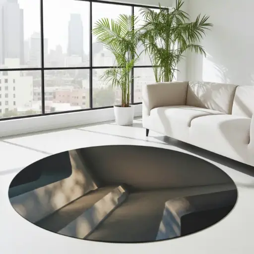 [geometric-corner] Geometric Corner Round Rug